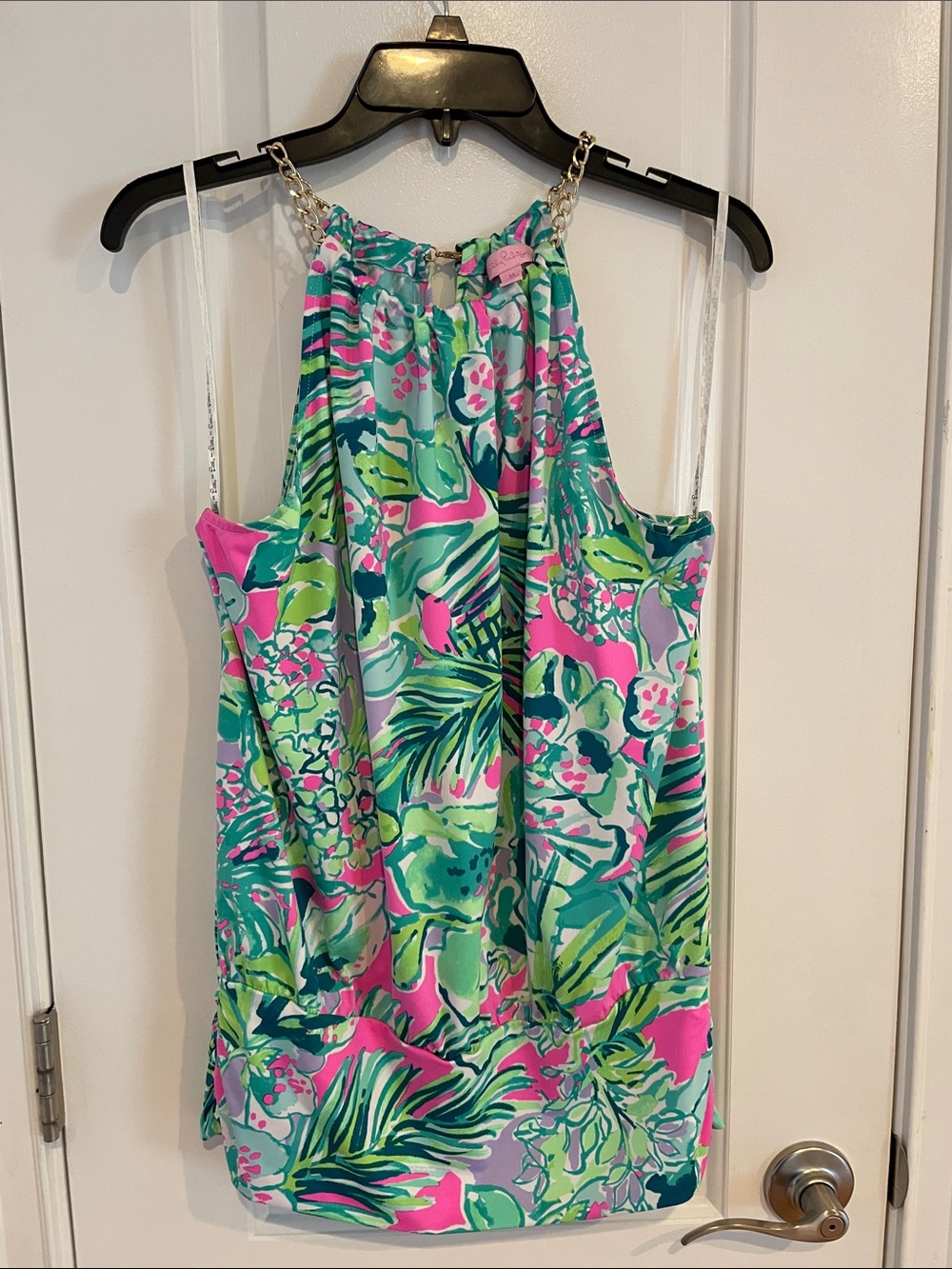 Lilly Pulitzer Pink & Green Tropical Halter Camisole